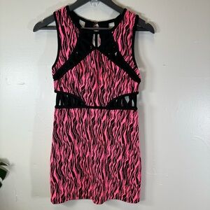 Hot pink black mini dress festival cutouts textured sexy